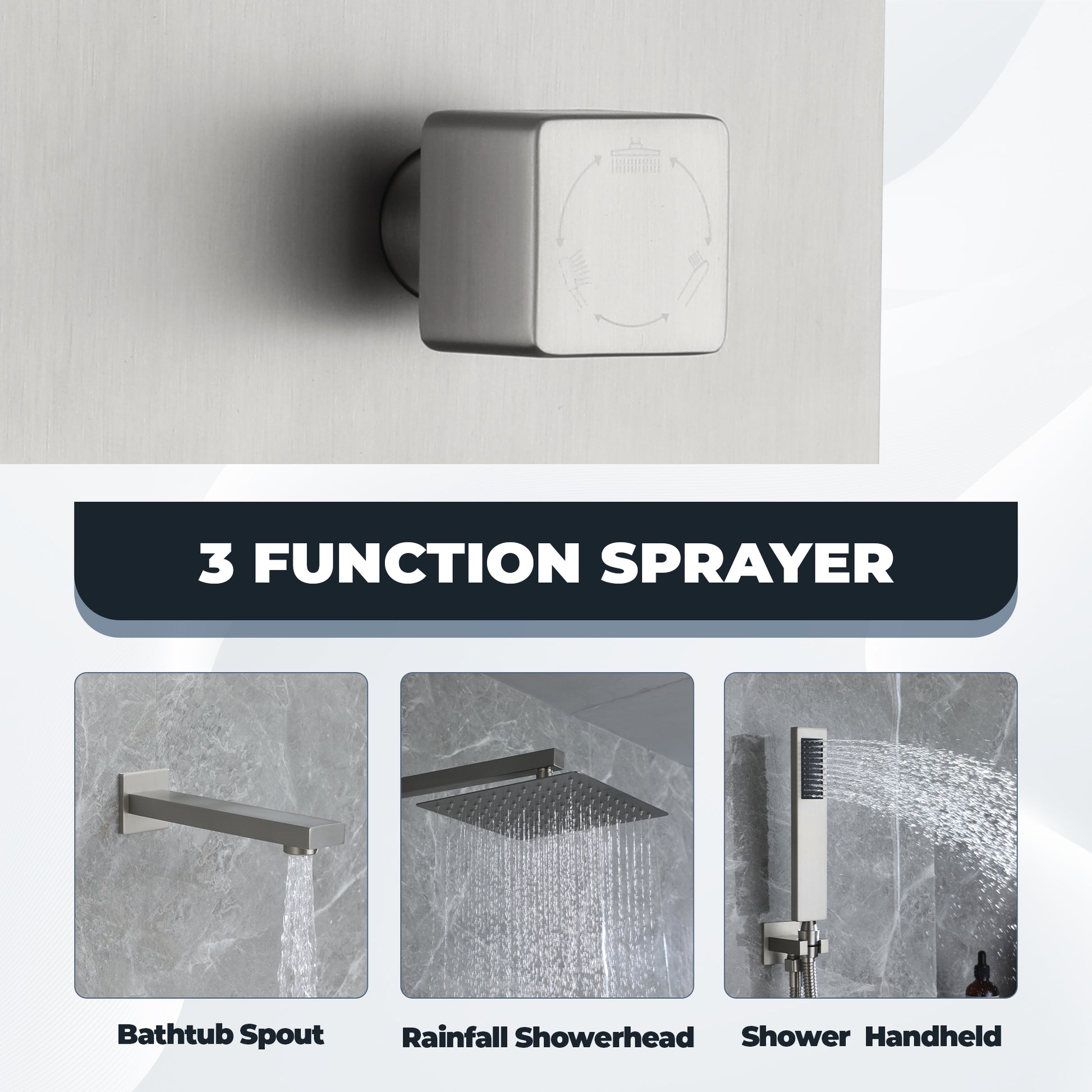 10" Wall Mounted Dual Shower Heads Shower System With Tub Spout 