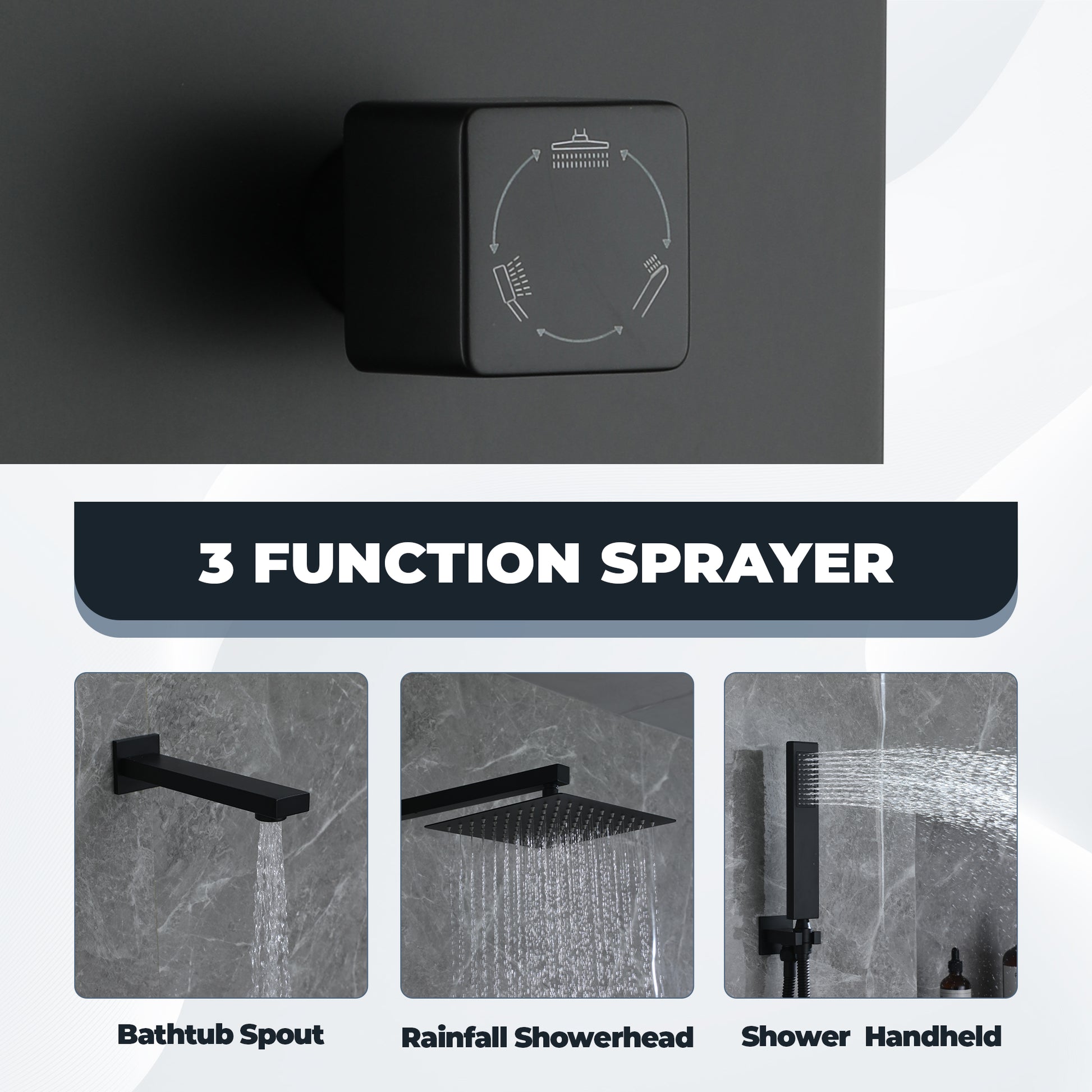 10" Wall Mounted Dual Shower Heads Shower System With Tub Spout 