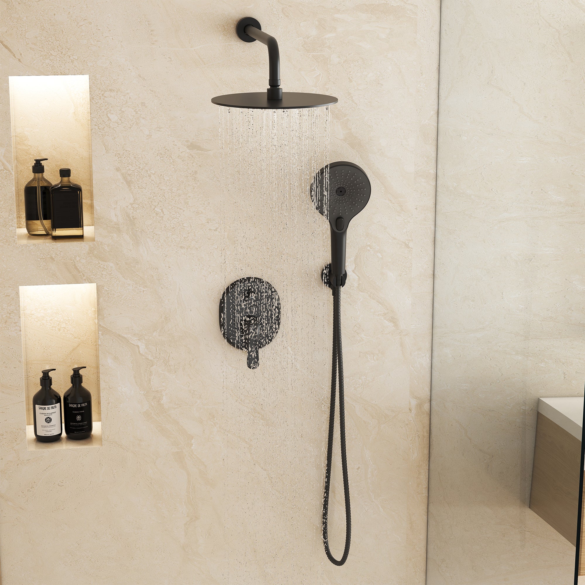 【SISANDI】 MIES BRAZILIAN rain shower RNDIOZD Rain Shower Head with Handheld, 11.8 Inch High Pressure