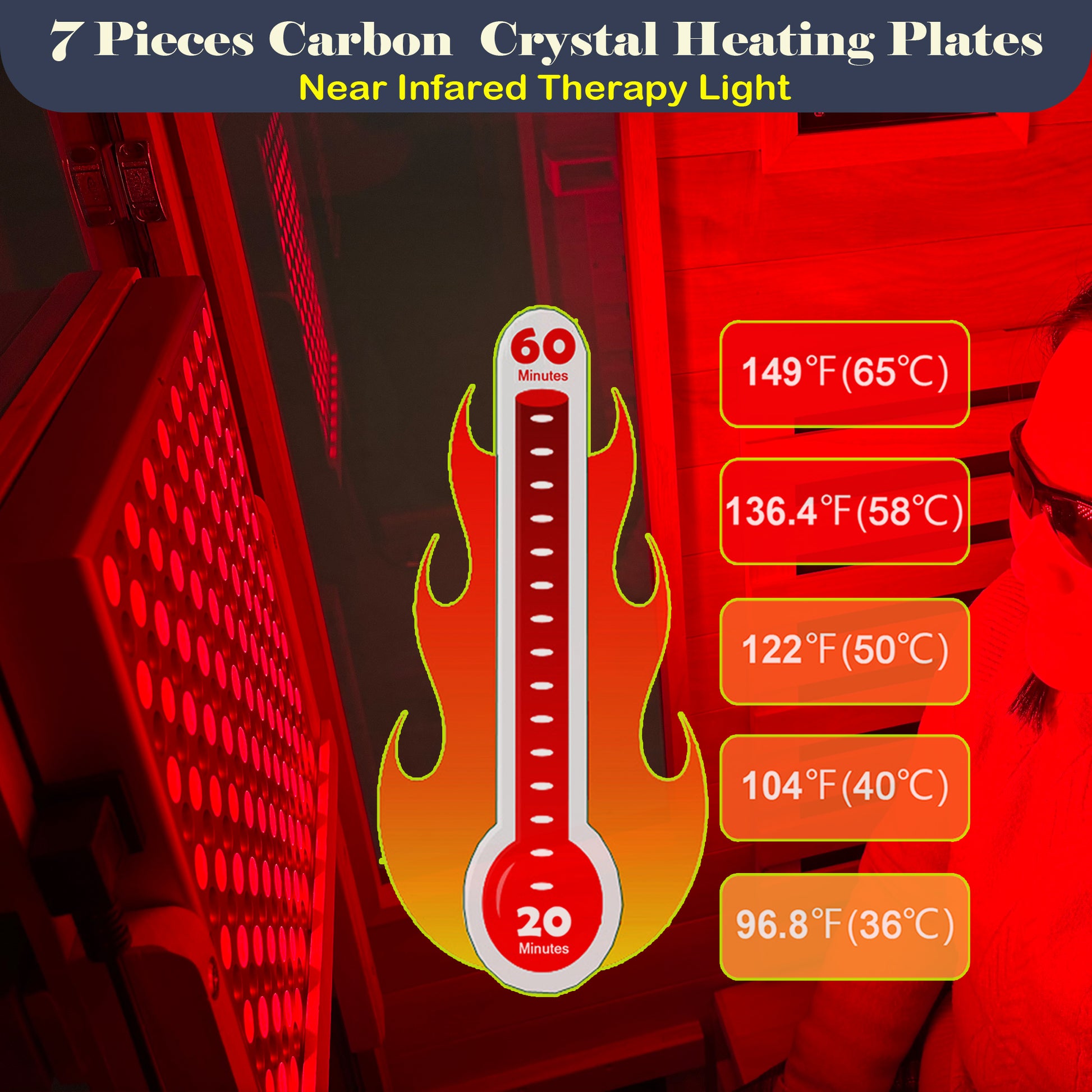 1-Person Far Infrared Sauna Front Door With Red Light Therapy, Low EMF Wooden Sauna Room
