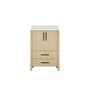 24"/36" Single Sink Bathroom Vanity with Light Natural Wood & Marble Top