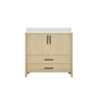 24"/36" Single Sink Bathroom Vanity with Light Natural Wood & Marble Top