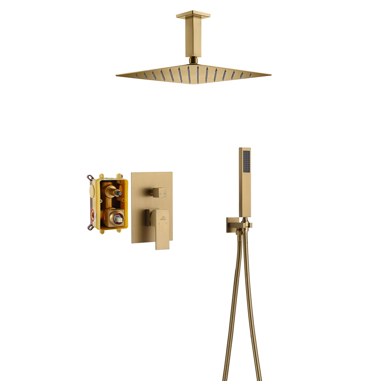 Casainc 2 Function 10" Ceiling Mount Dual Shower Heads Shower System In Black