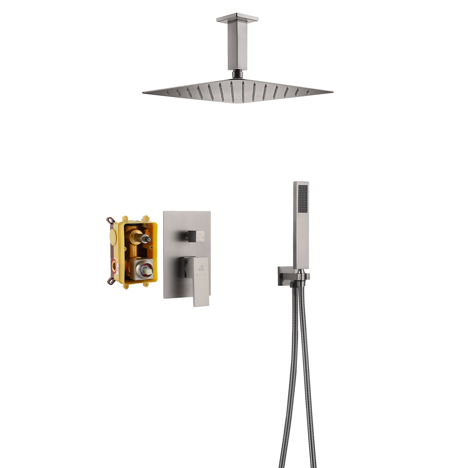Casainc 2 Function 10" Ceiling Mount Dual Shower Heads Shower System In Black