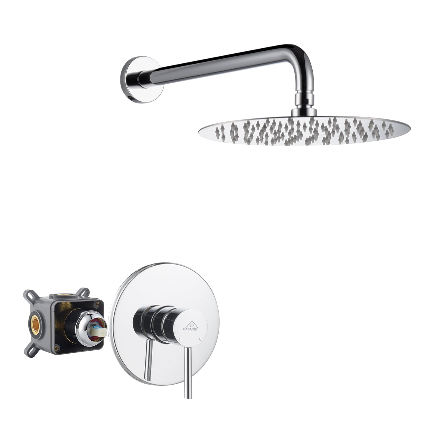 Casainc Round Single Functions Wall Mount Black Shower Faucet
