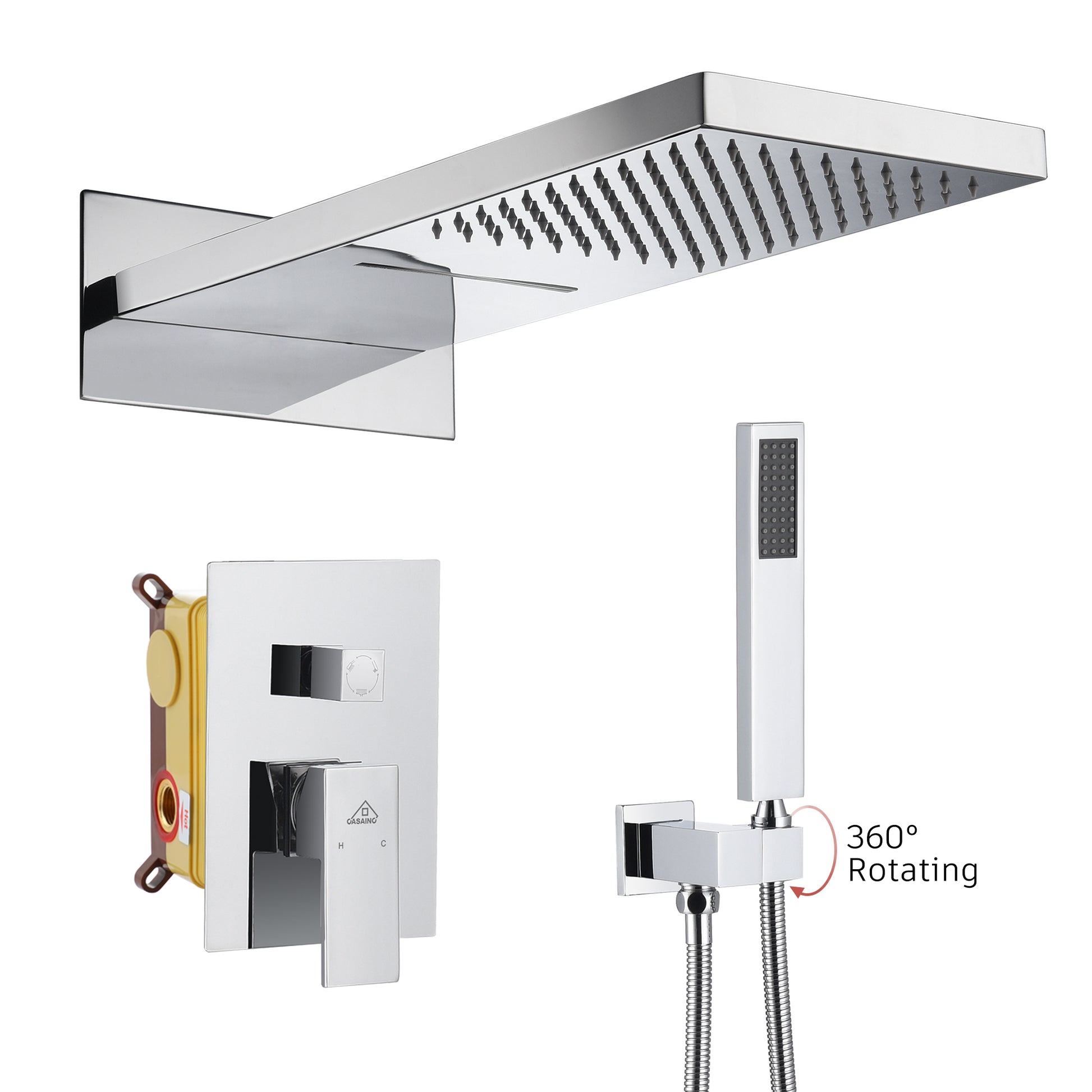 CASAINC 2-Spray 22-In Wall Mounted Shower System With Handheld Shower Hand