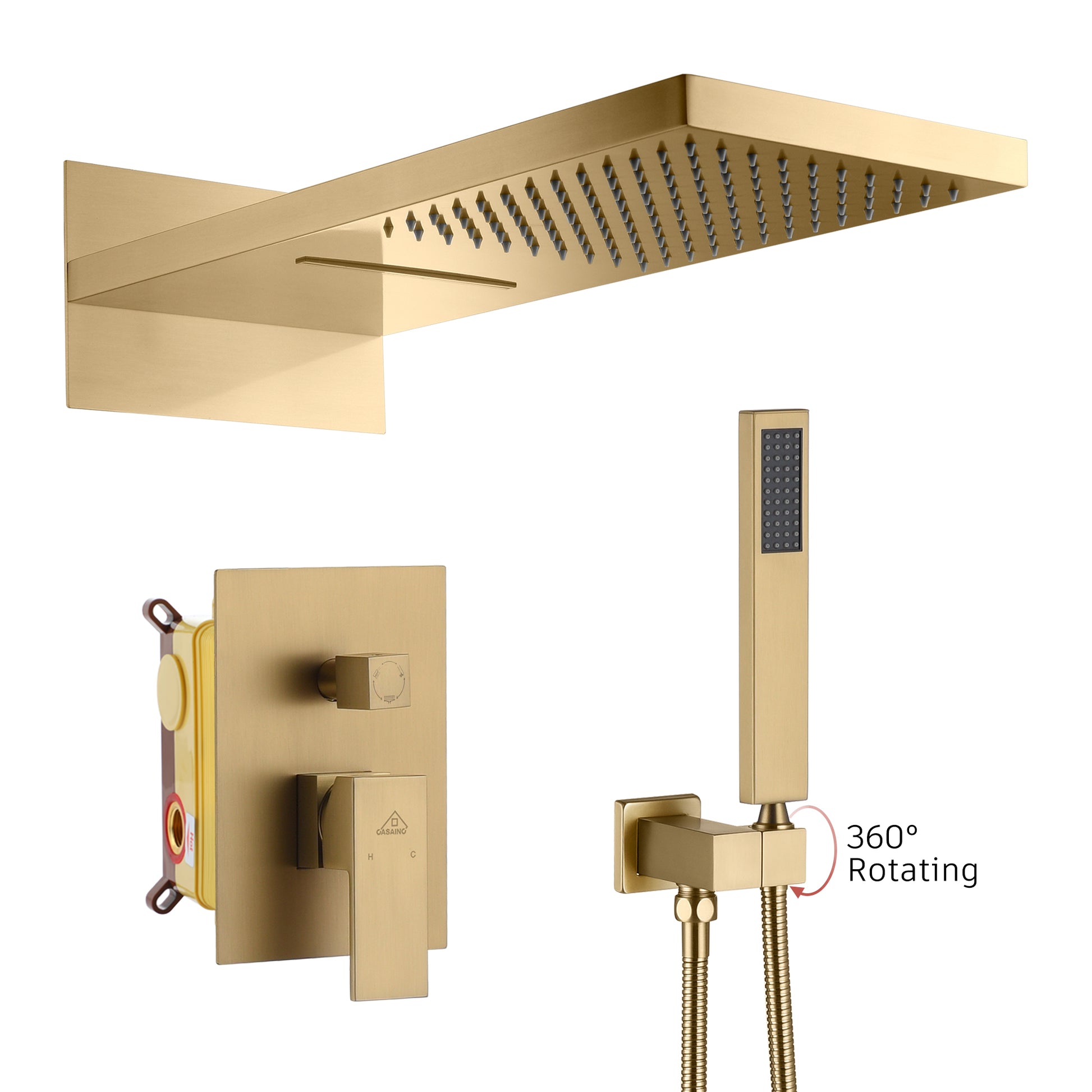 CASAINC 2-Spray 22-In Wall Mounted Shower System With Handheld Shower Hand