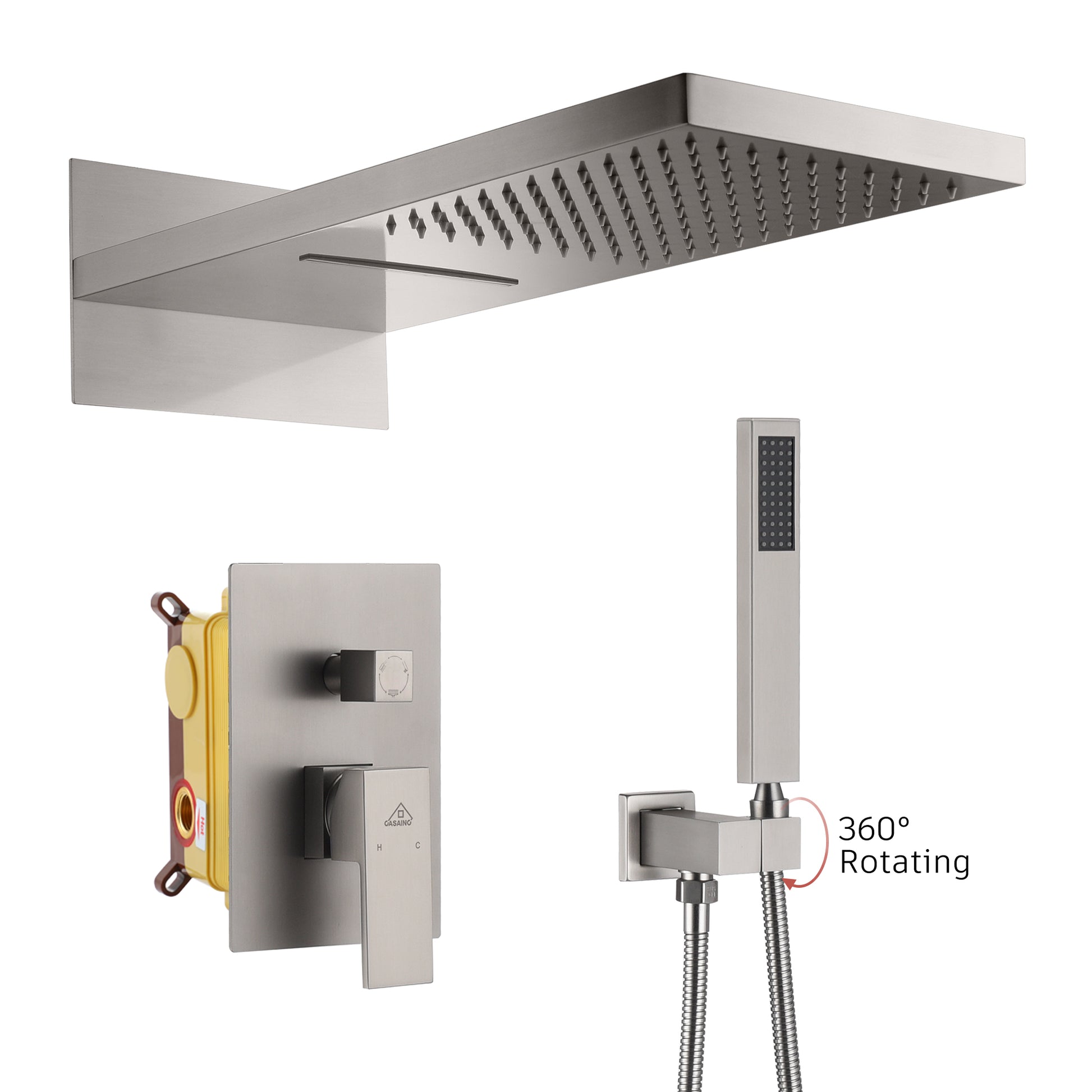 CASAINC 2-Spray 22-In Wall Mounted Shower System With Handheld Shower Hand