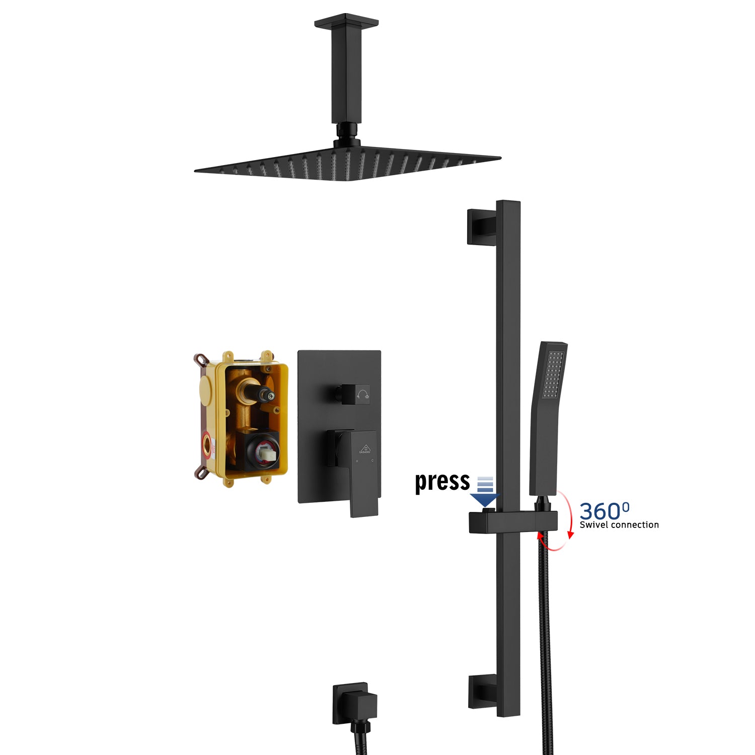 10" Ceiling Mount Dual Shower Head Shower System With Sliding Rod Shower Hand Easy Installation Ceiling Shower Models