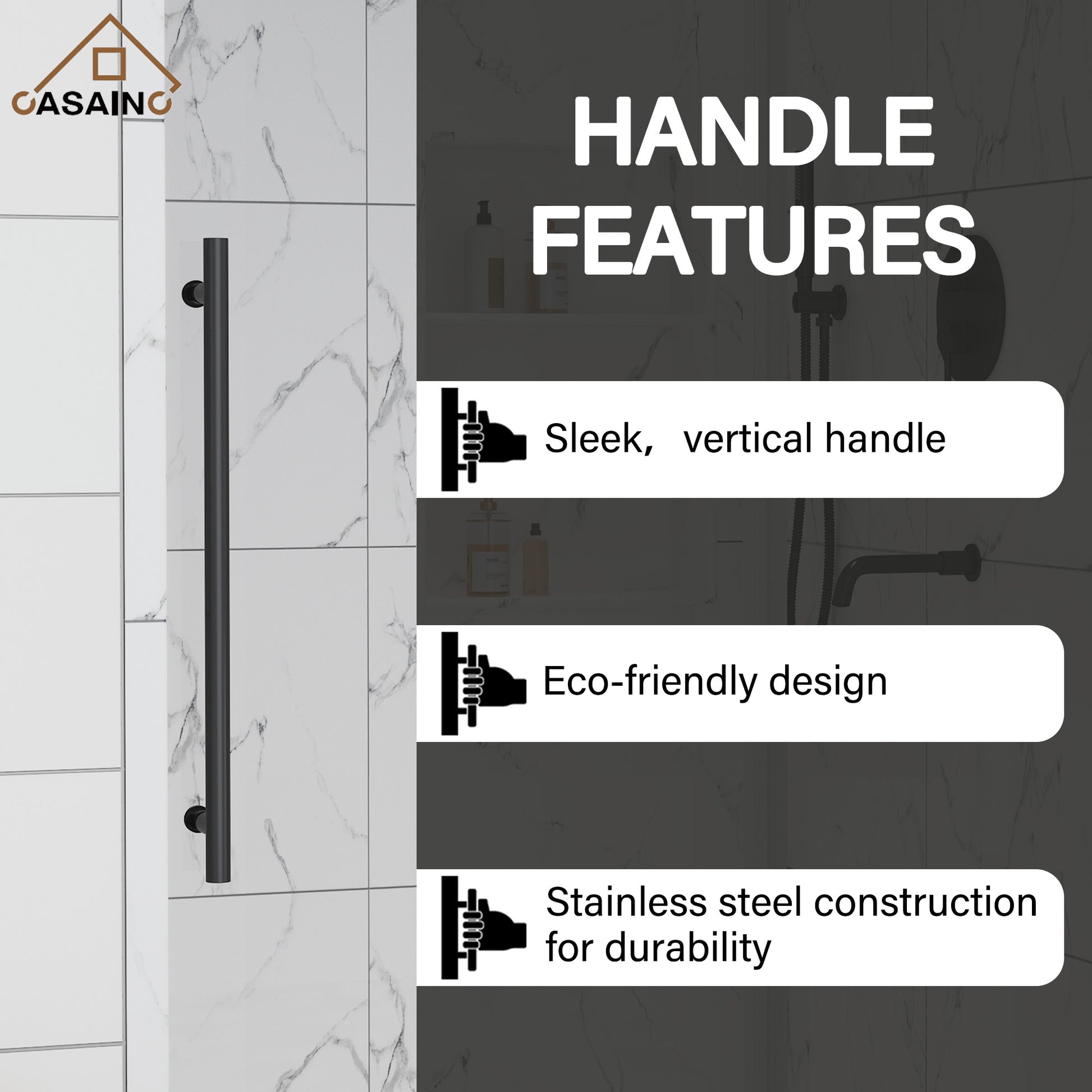 48"x76" Frameless Single Sliding Shower Door in Matte Black/Brushed Nickel/Chrome, Reversible Installation