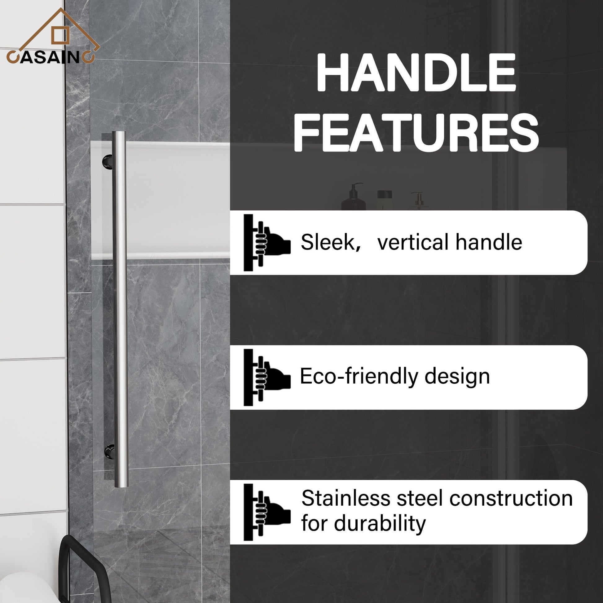 60"x76" Single Sliding Frameless Shower Door in Matte Black/Brushed Nickel/Chrome, 5/16" Thick Tempered Glass with SGCC Certification, Reversible Design