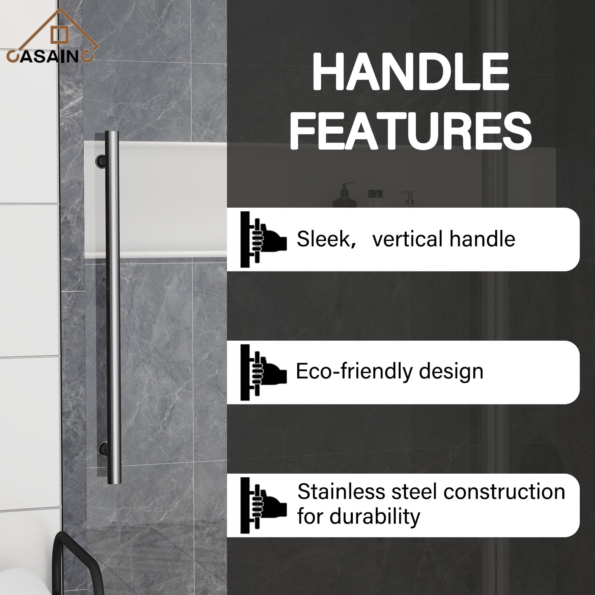 60"x76" Single Sliding Frameless Shower Door in Matte Black/Brushed Nickel/Chrome, Stainless Steel Wheels featuring an Anti-Skid Design