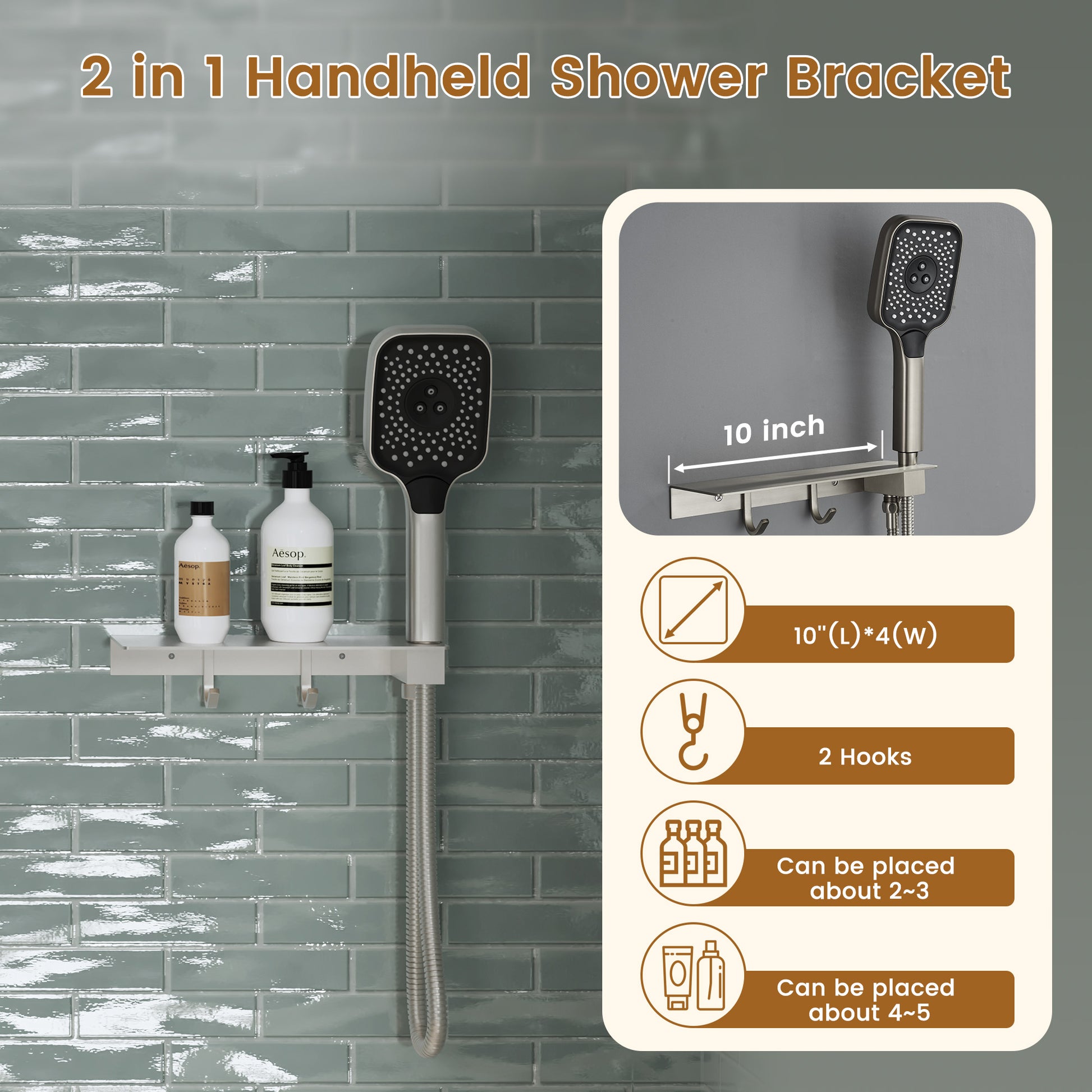 Ceiling Mount 3 Function Thermostatic Shower System with Rainfall Massage Jets