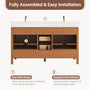 60" Double Sink Bathroom Vanity with Engineering Stone Top & 2 Basins