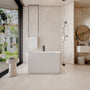 47" Compact Solid Surface Freestanding Bathtub with Mini-Seat Design