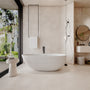 67" Solid Surface Freestanding Soaking Bathtub with Ribbed Textured Design