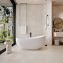 63" Solid Surface Freestanding Soaking Bathtub with High Backrest