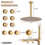 12" Shower System With Shelf, Handheld Shower With Spray Gun Feature