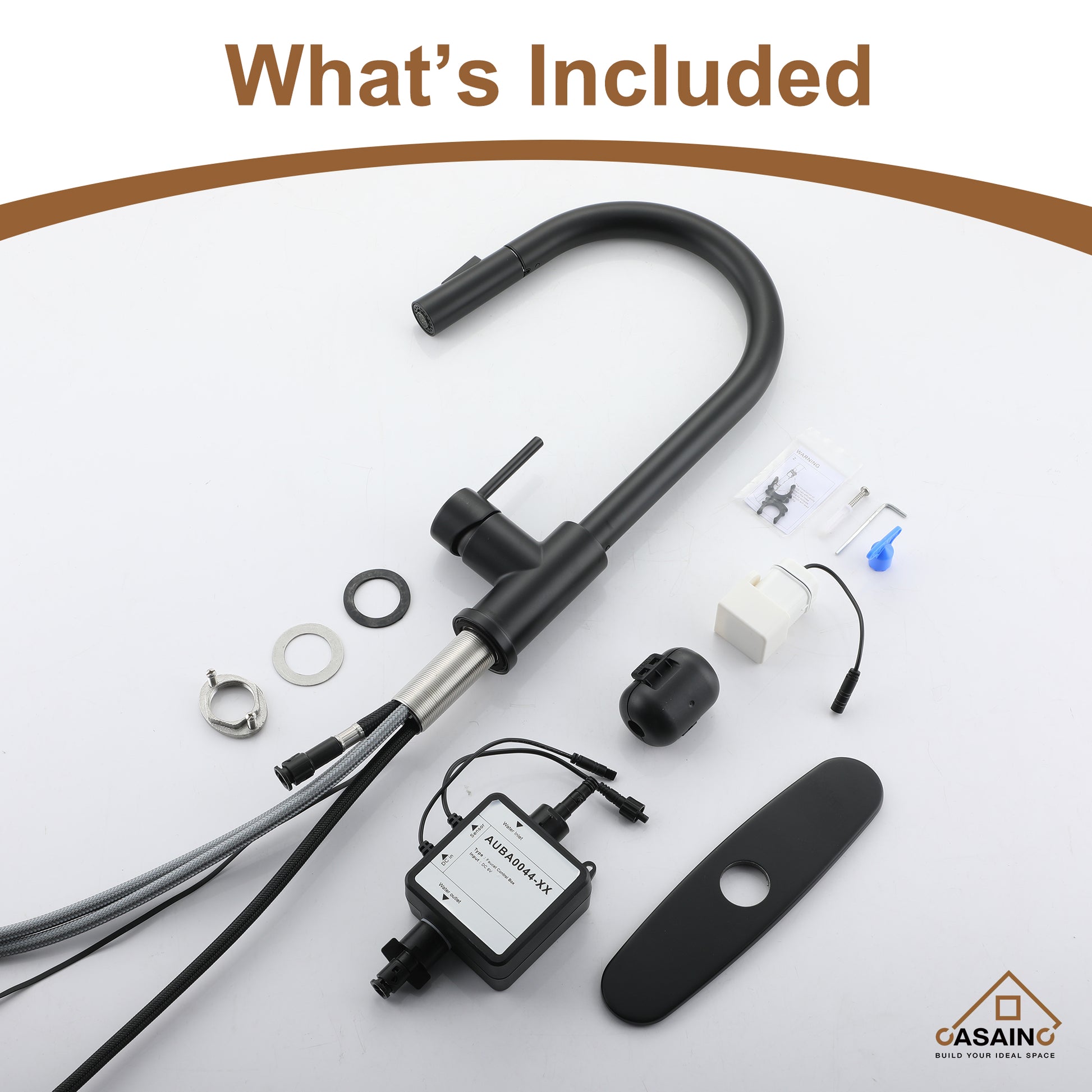 Matte Black Touchless Kitchen Faucet with Pull-Down Sprayer