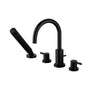 2-Handle Deck-Mount Roman Tub Faucet with Hand Shower in Matte Black