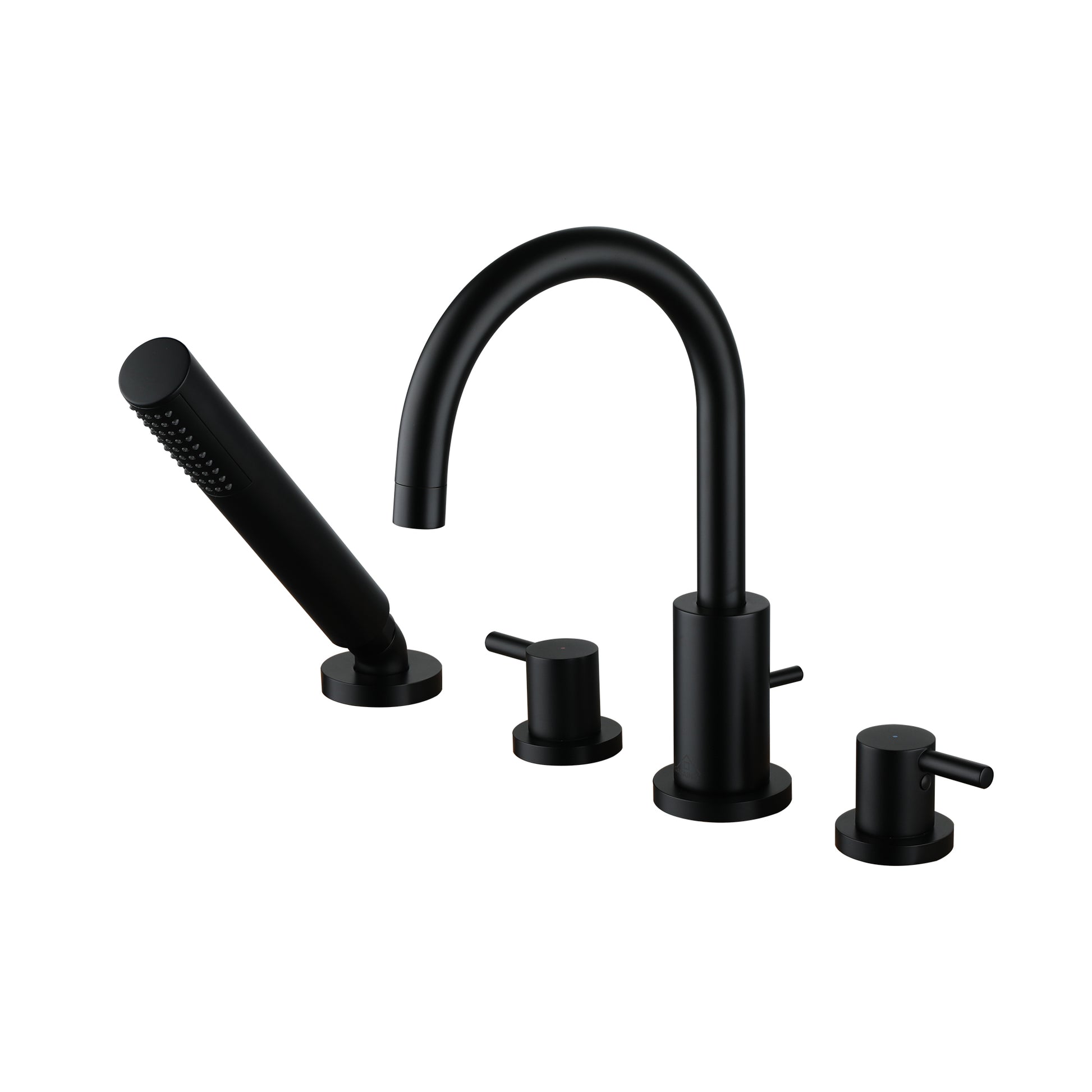 2-Handle Deck-Mount Roman Tub Faucet with Hand Shower in Matte Black