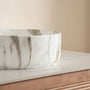14 in. Round Ceramic Vessel Bathroom Sink in Glossy White / Stone Pattern Matte White