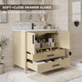 24"/36" Single Sink Bathroom Vanity with Light Natural Wood & Marble Top