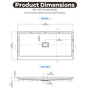 36"-60"x30"-36" White SMC Shower Base with Flamed Rock Slip-Resistant Surface, Center Drain
