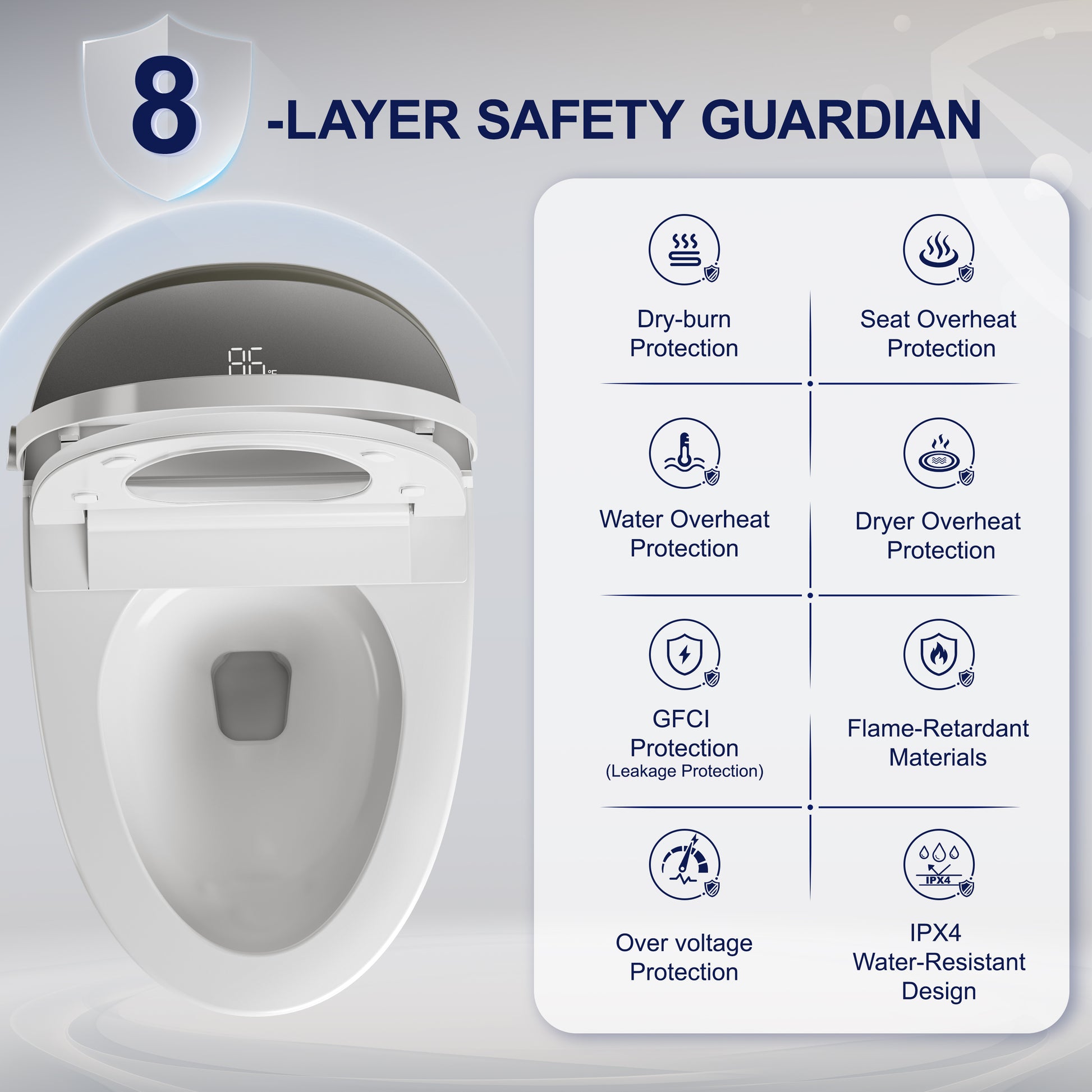Chair Height Smart Toilet with Auto Flush & Auto Open/Close, MaP 1000g Powerful Flush