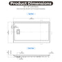 48"/60"x30"-36" White SMC Shower Base with Flamed Rock Slip-Resistant Surface, Left/Right Drain