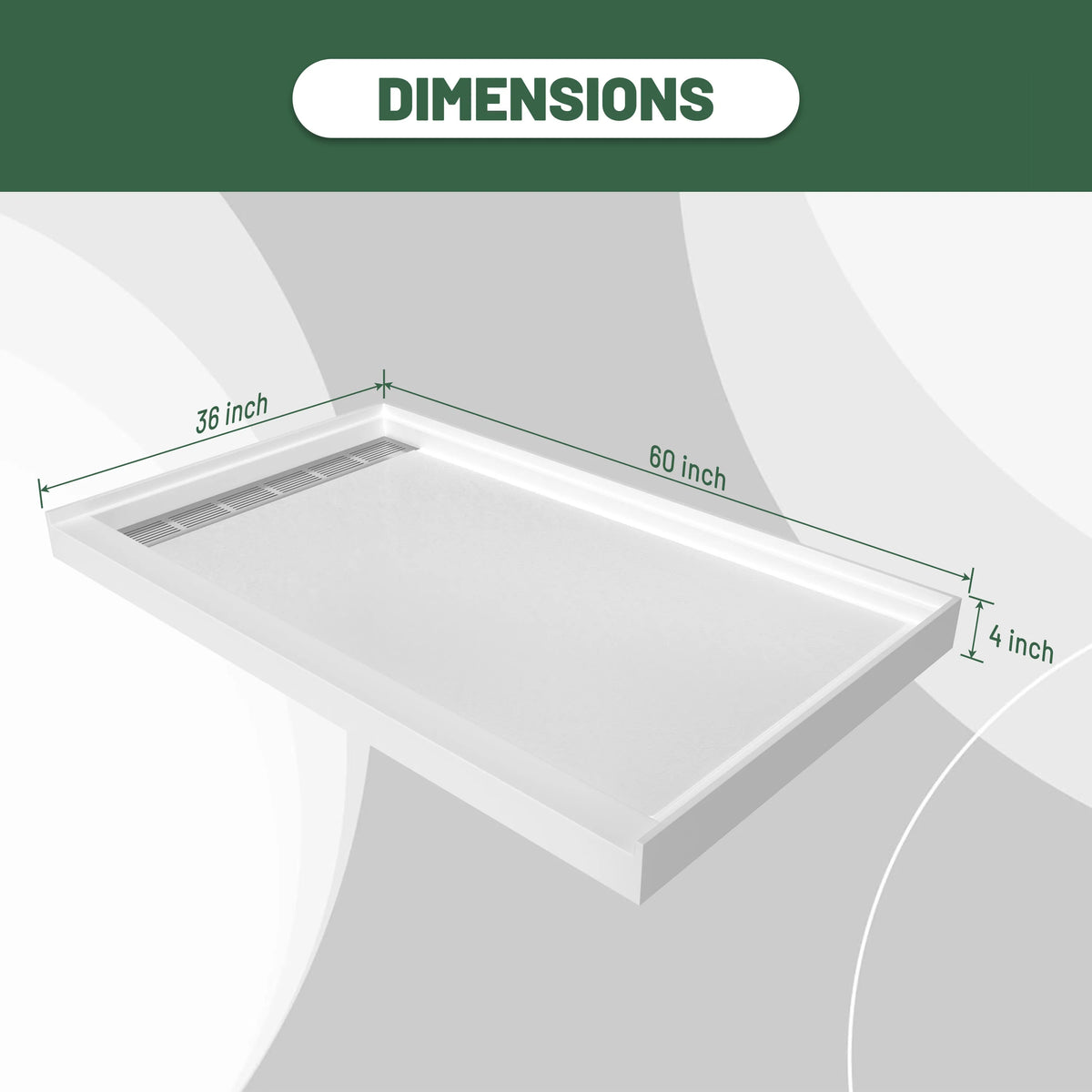 48"/60"x36"/32" Matte White Solid Composite Stone Shower Base with Anti-Slip Textured