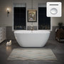 55"/59"/63" Glossy White Acrylic Freestanding Oval Soaking Bathtub with Center Pop-Up Drain and Integrated Overflow