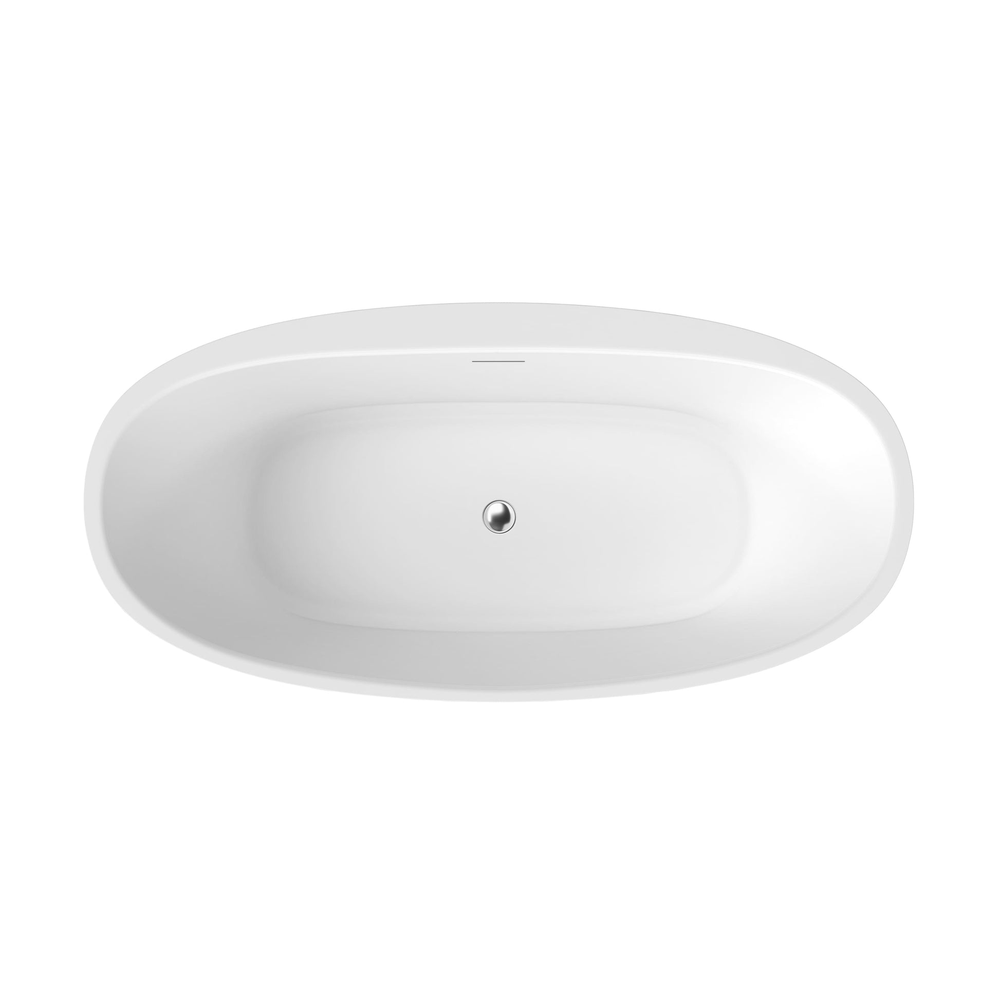 59 in./67 in. Glossy White Acrylic Freestanding Soaking Bathtub with Faucet Deck, Overflow and Adjustable Feet