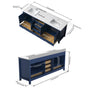 60"/84" Navy Blue Double Sink Bathroom Vanity with White Marble-Pattern Top