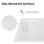 60"x32"/36" Curbless SMC Shower Base with Flamed Rock Slip-Resistant Surface, Reversible Drain