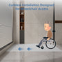 Curbless SMC Shower Base with Flamed Rock Slip-Resistant Surface, Reversible Drain