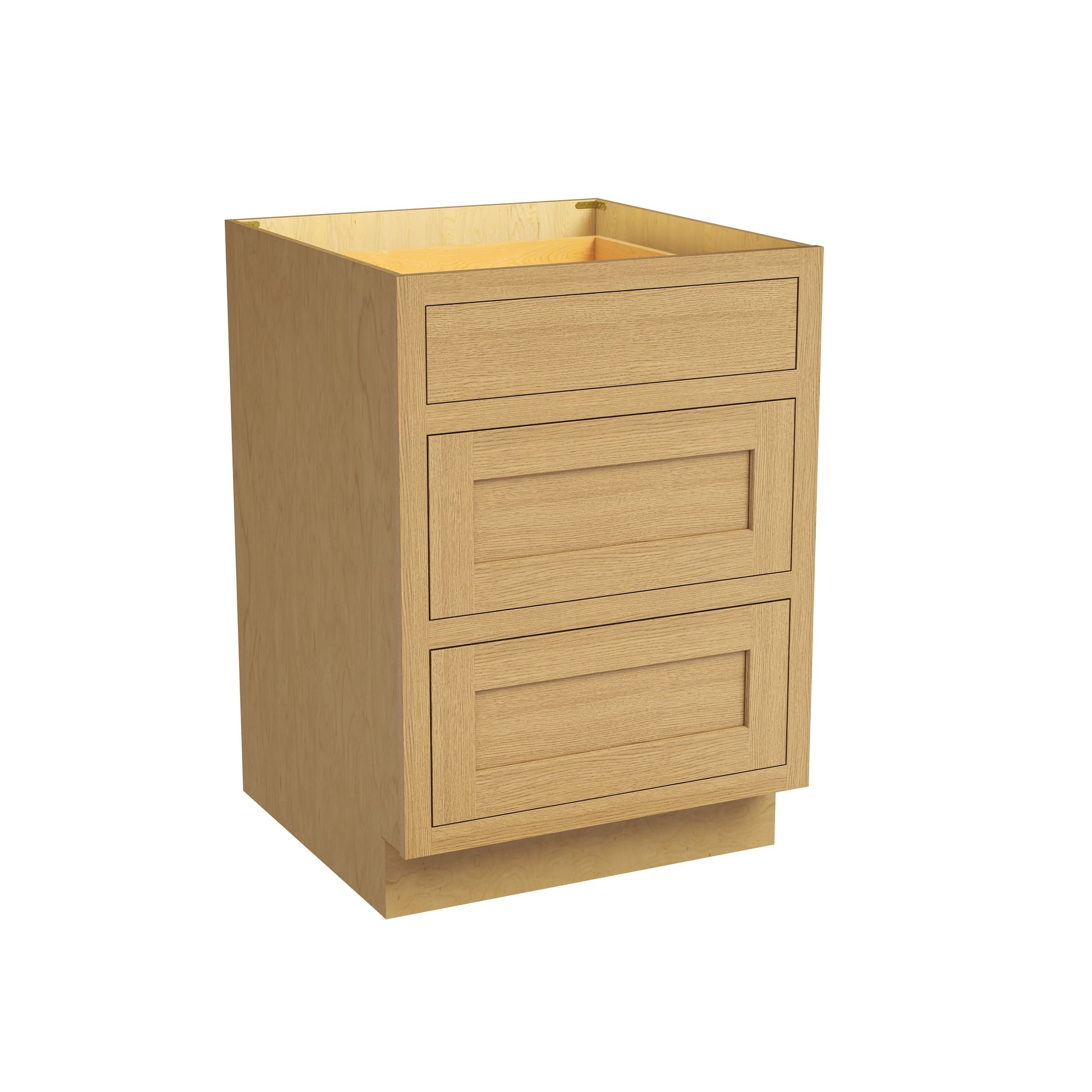 Inset Hazelnut Oak RTA 12-36"W x 34.5"H x 25"D 9-Size Base Cabinet with 3 Drawers