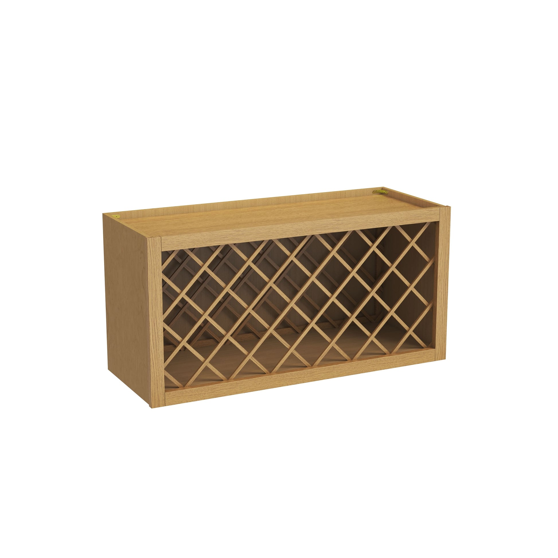 Inset Hazelnut Oak RTA 24-36"W x 15-30"H x 13.5"D 5-Size Diamond Lattice Wine Grid Wall Rack Cabinet