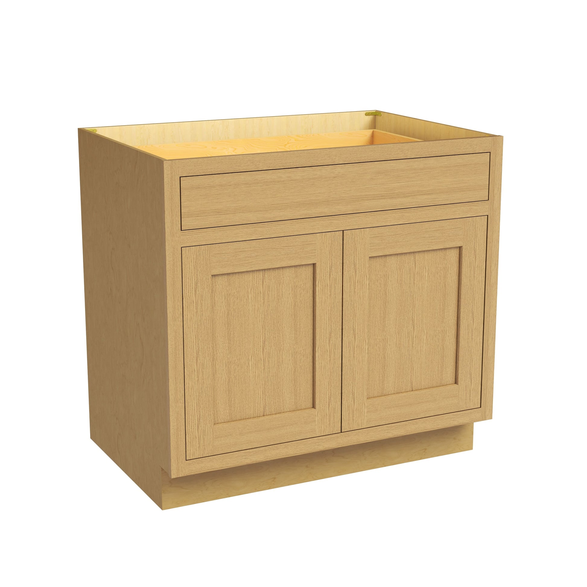 Inset Hazelnut Oak RTA 24-36"W x 34.5"H x 25"D 5-Size Single Drawer Base Cabinet with 2 Doors