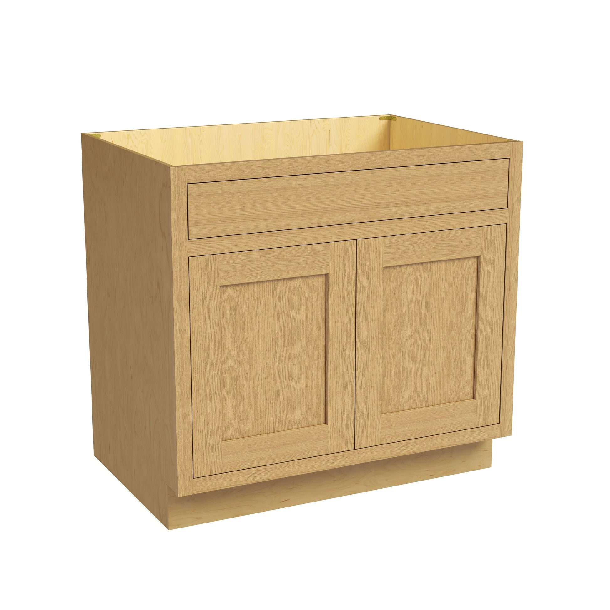 Inset Hazelnut Oak RTA 24-36"W x 34.5"H x 25"D 5-Size Sink Base Cabinet with 2 Doors and 1 False Drawer