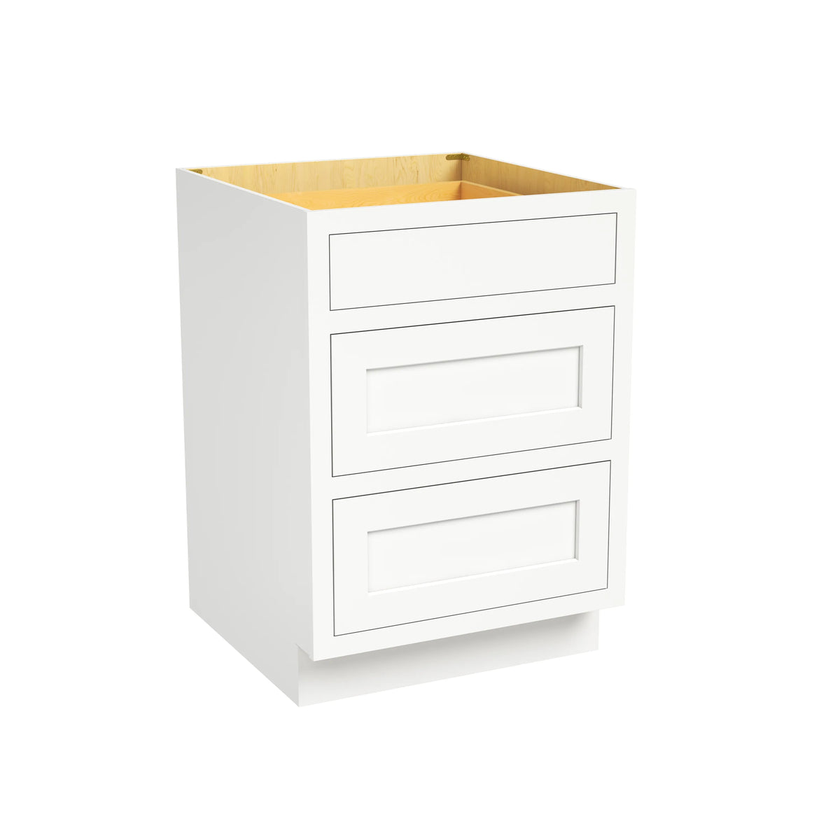 Inset Origami White RTA 12-36"W x 34.5"H x 25"D 9-Size Base Cabinet with 3 Drawers