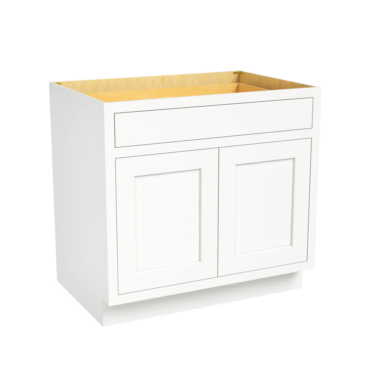 Inset Origami White RTA 24-36"W x 34.5"H x 25"D 5-Size Single Drawer Base Cabinet with 2 Doors