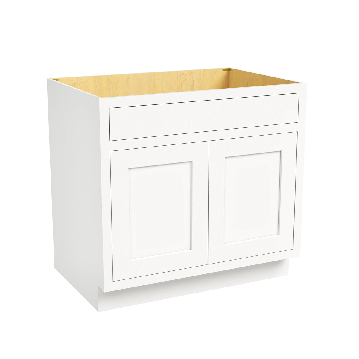 Inset Origami White RTA 24-36"W x 34.5"H x 25"D 5-Size Sink Base Cabinet with 2 Doors and 1 False Drawer