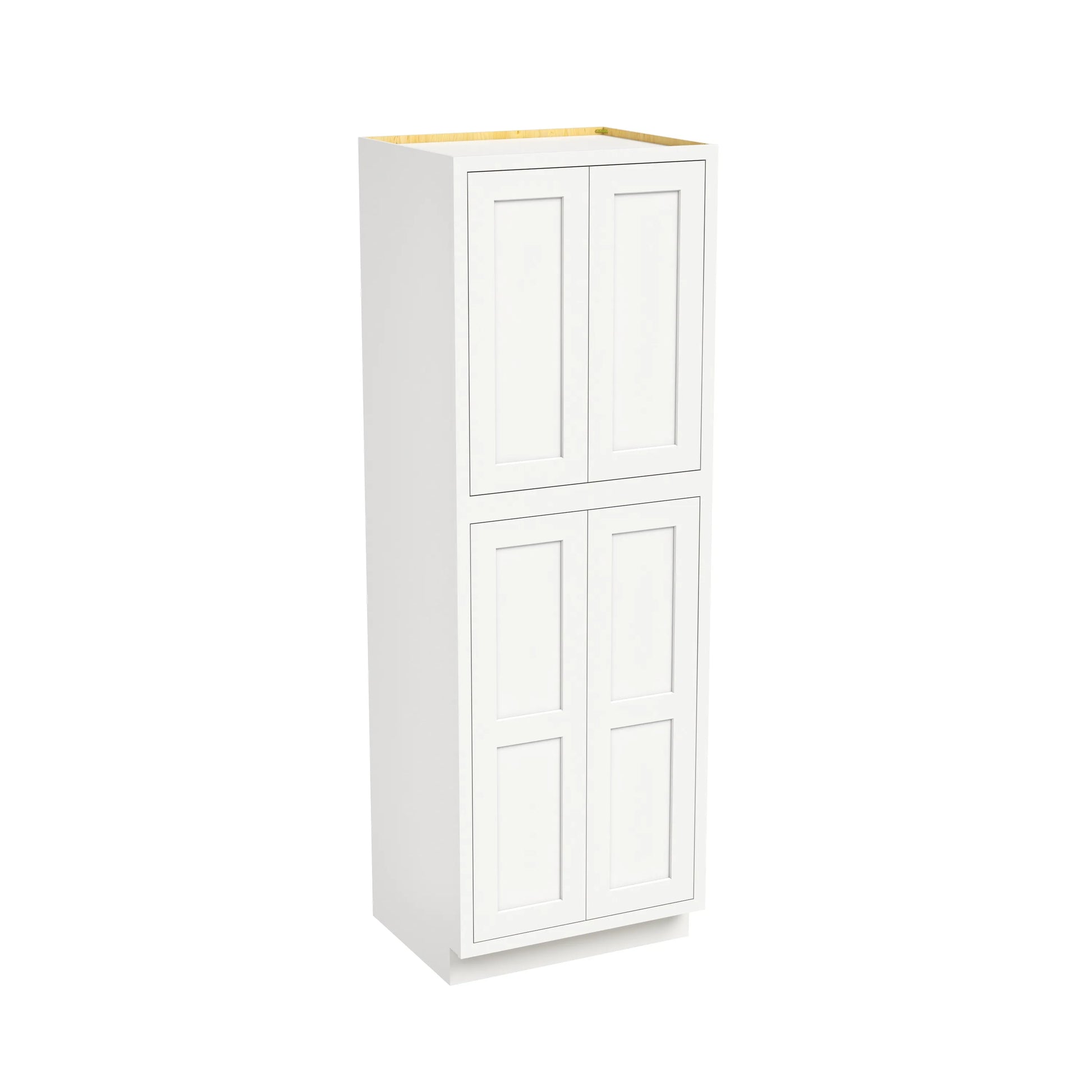 Inset Origami White RTA 24-36"W x 84-96"H x 25"D 9-Size Pantry Cabinet with 4 Doors and 4 Shelves
