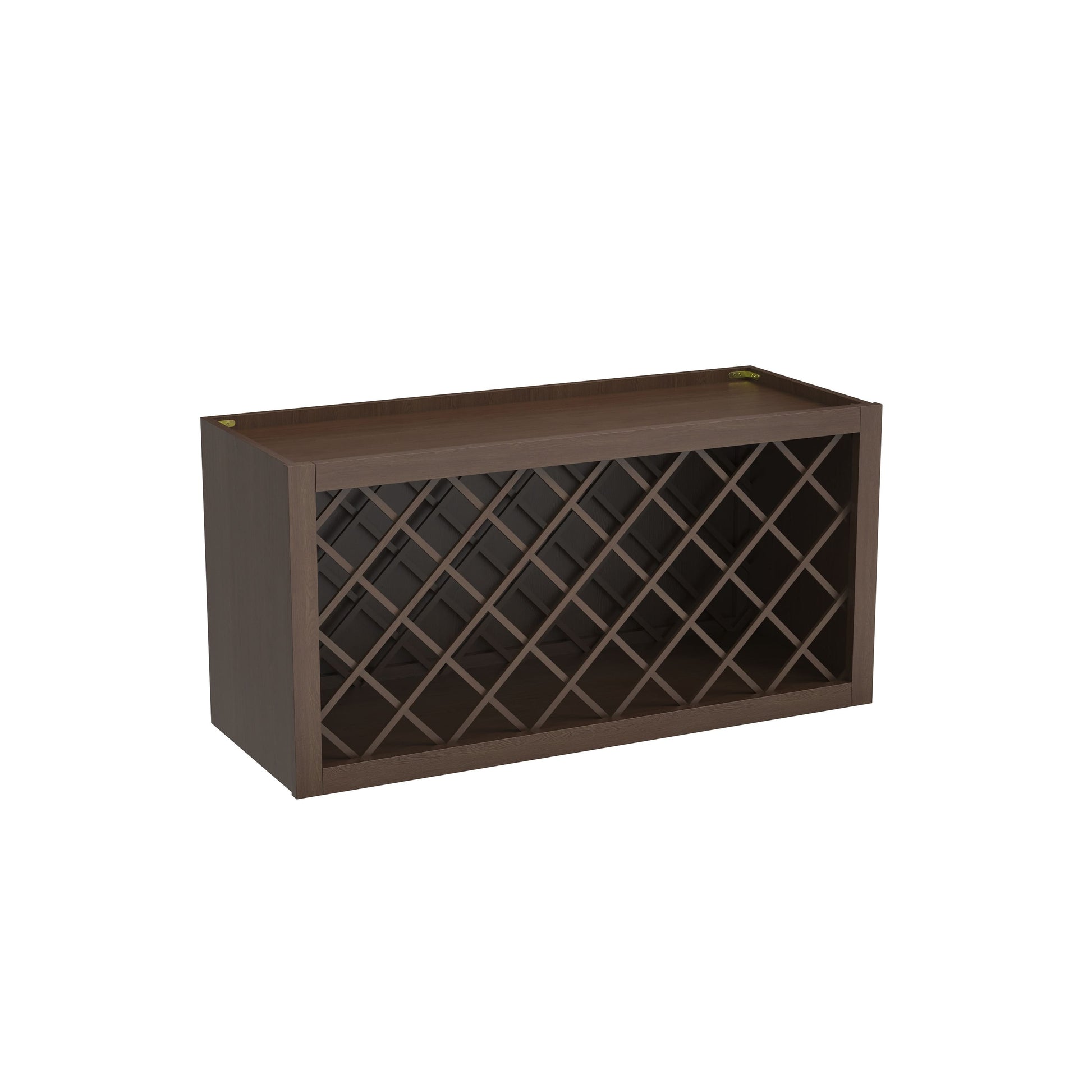 Inset Truffle Brown RTA 24-36"W x 15-30"H x 13.5"D 5-Size Diamond Lattice Wine Grid Wall Rack Cabinet