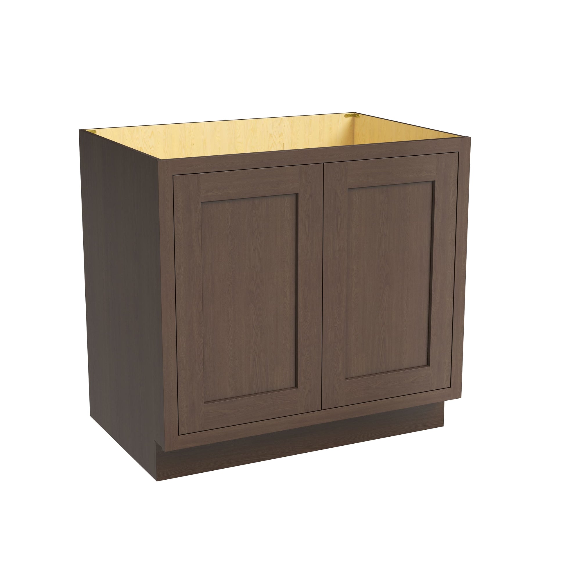 Inset Truffle Brown RTA 24-36"W x 34.5"H x 25"D 5-Size Full Height Double Doors Base Cabinet