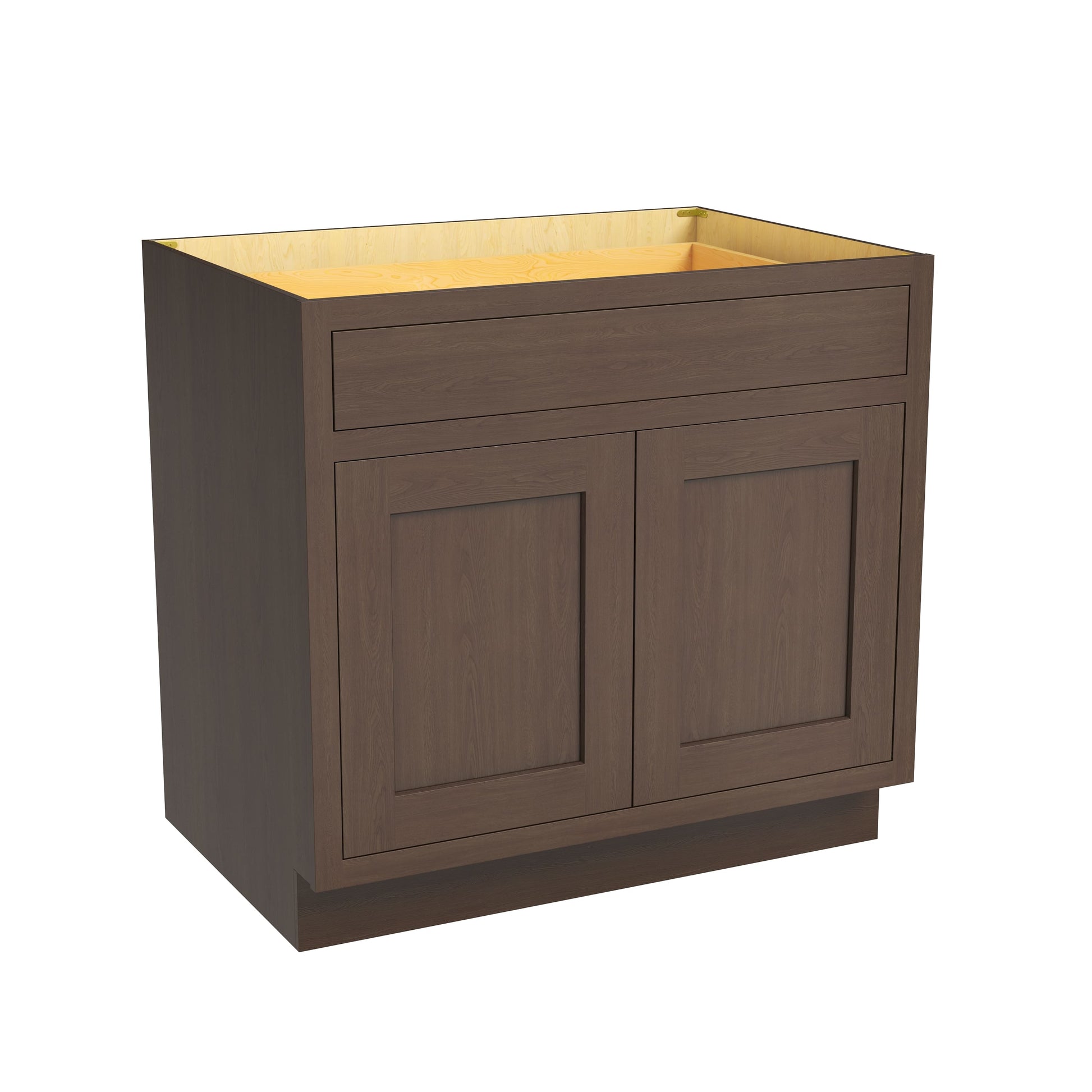 Inset Truffle Brown RTA 24-36"W x 34.5"H x 25"D 5-Size Single Drawer Base Cabinet with 2 Doors