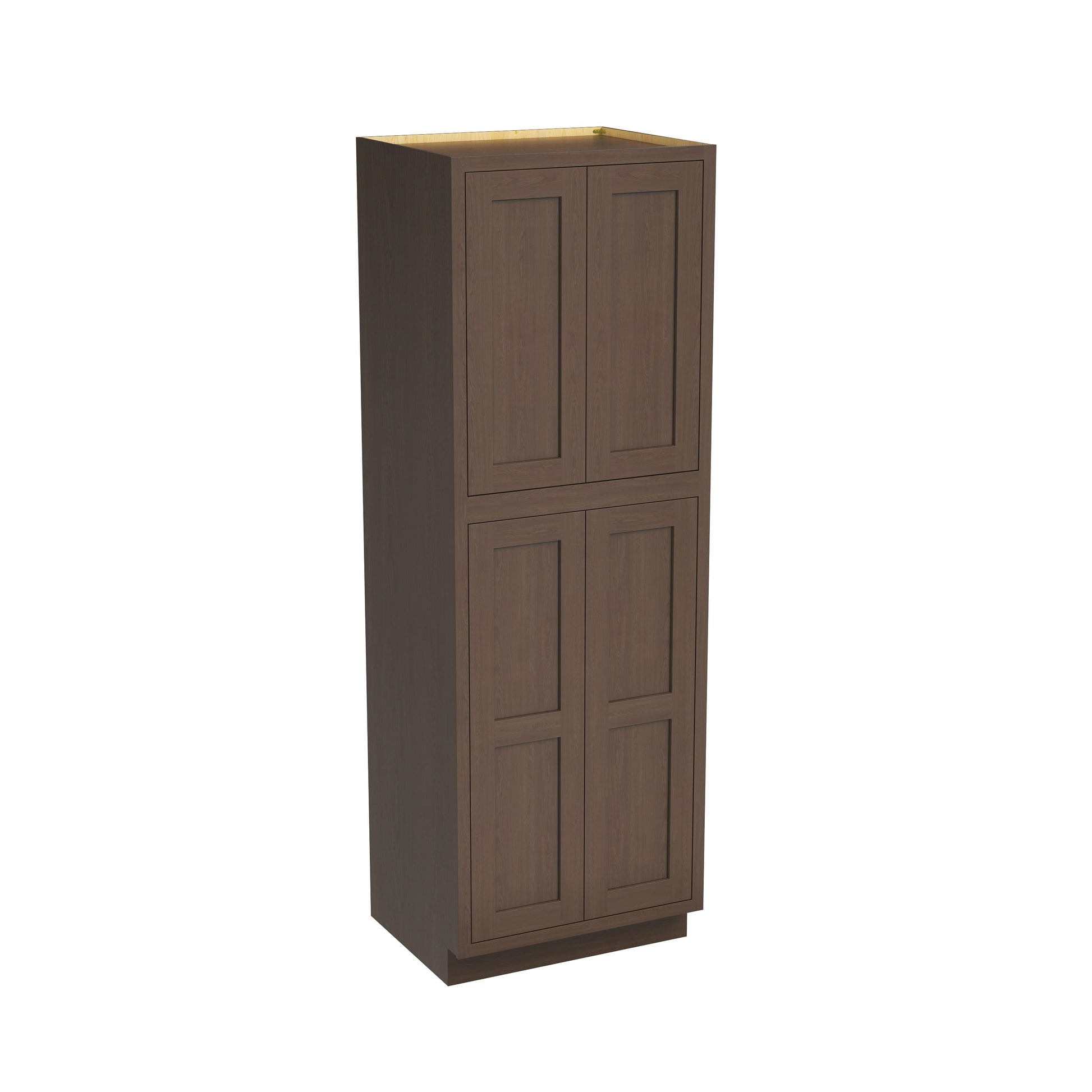 Inset Truffle Brown RTA 24-36"W x 84-96"H x 25"D 9-Size Pantry Cabinet with 4 Doors and 4 Shelves