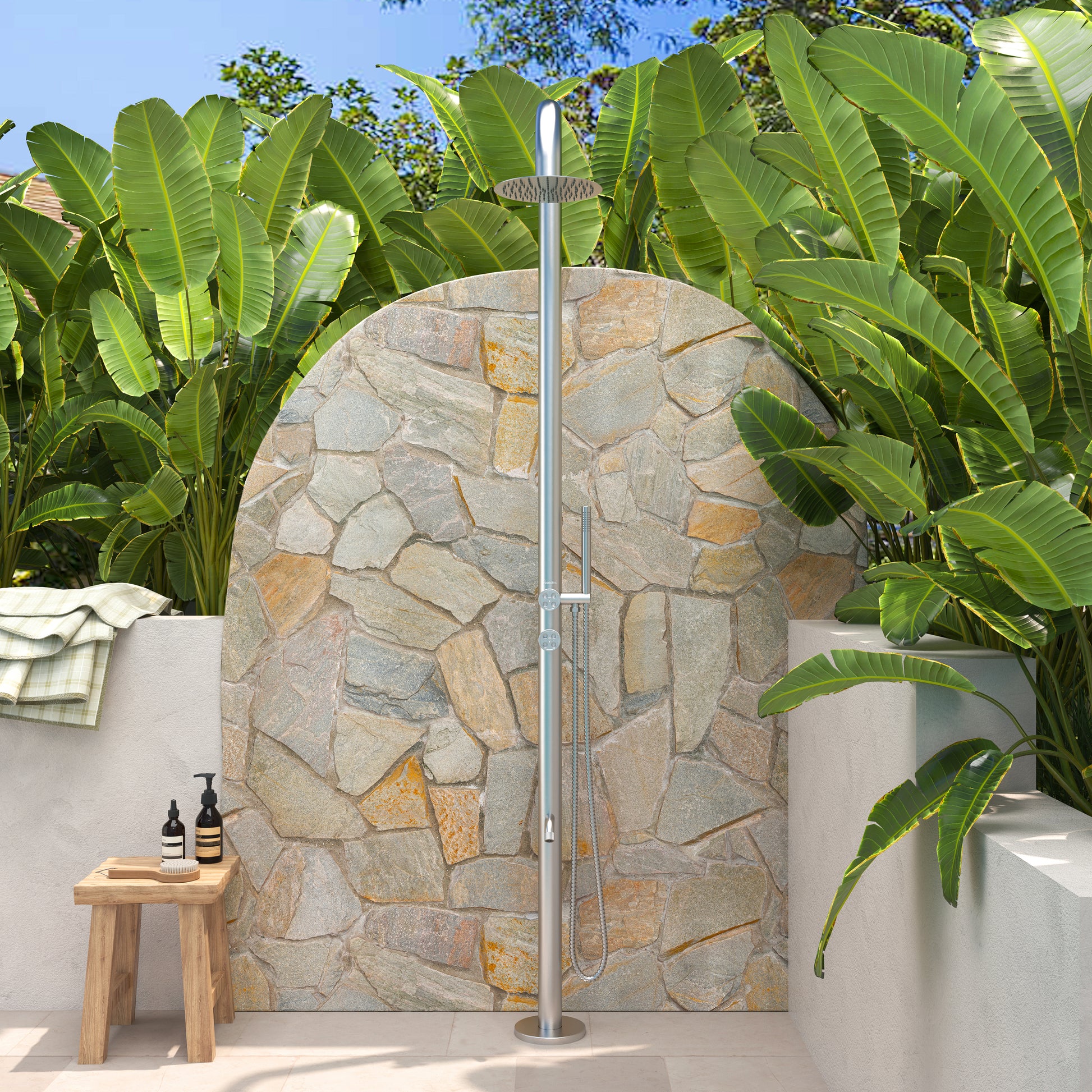10” Outdoor Shower System with Rainfall Shower, Handheld & Foot Wash