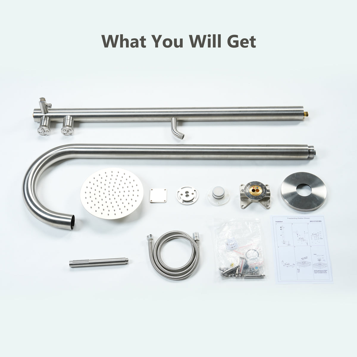 10” Outdoor Shower System with Rainfall Shower, Handheld & Foot Wash